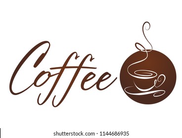 Lettering Illustration Cup Coffee Word Coffee Stock Vector (Royalty ...