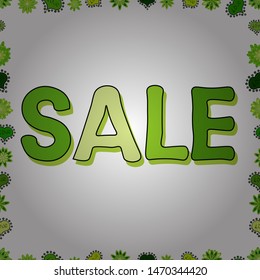 Lettering. Illustration on neutral, white and green colors. Vector illustration. Weekend Sale Banner Template. Seamless.