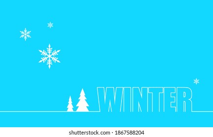 Lettering illustration with word winter. Typography poster in thin line style
