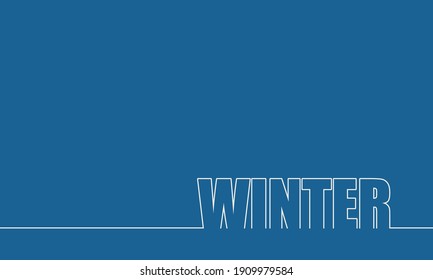 Lettering illustration with word winter. Typography poster in thin line style