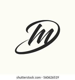 Lettering initial letter d and m linked vector monogram logo template