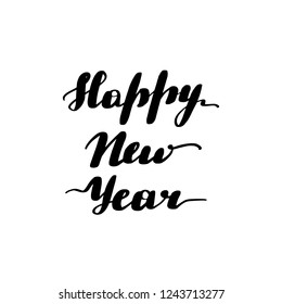 Lettering inscription happy new year. Vector illustration isolated on white background.
