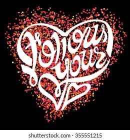 Lettering of inspirational quote "Follow your heart" on dot background