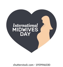 Lettering of International midwives day with pregnant women illustration