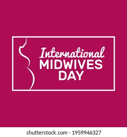 Lettering of International midwives day with square frame and purple background