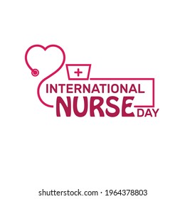 Lettering of international nurse day with stethoscope and nurse hat