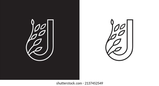 lettering j leaf logo monogram design