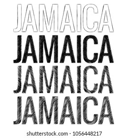 lettering Jamaica fonts in a quick sloppy sketch style set of four black and white letters in vector