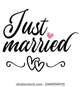 Lettering Just married vector illustration on a white background