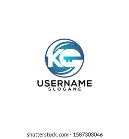 Lettering KC logo design vector