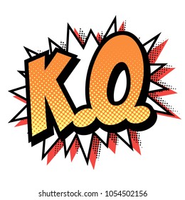 Lettering K.O. Comics book text balloon. Bubble icon, isolated vector halftone illustration