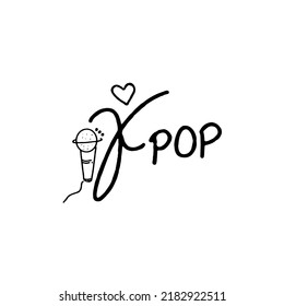 Lettering K-pop On A White Background, Korean Pop Music Style. Vector Illustration