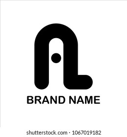 Lettering A and L logo black color