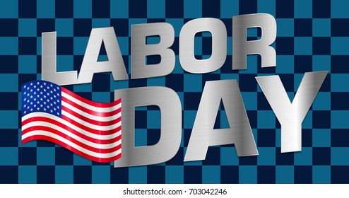 Lettering Labor Day. Inscription Labor Day with the American flag on a transparent background. Vector illustration.