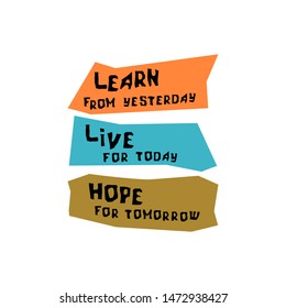 Lettering Learn, live, hope hand drawn in vector. Unique typography poster or card design. Motivational rule. Sketchy script. 
