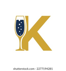 lettering, letter k with glass incorporated in it, wine glass with letter k, wine industry logo, drink and food, brewing , beverages, juices, 