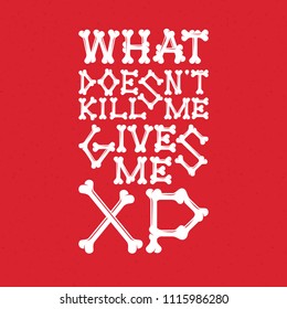 Lettering, letters of bones on a red background