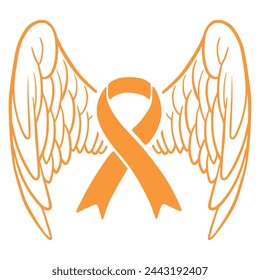 Schriftzug Leukämie orange Band, Vektor-Illustration