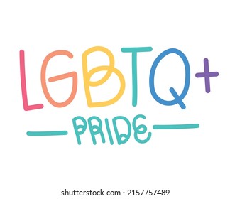 lettering of lgtbq pride over white