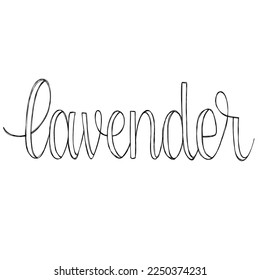 Lettering. Line art. Cursive. Word lavender.