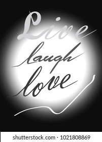 Lettering of live laugh love. vector
