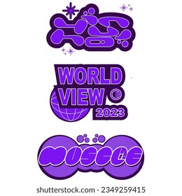  lettering logo design in Y2K style. universal inscriptions for t-shirt, logo, poster, banner, merch, apparel, typography, typeface, streetwear. Y2k lettering collection. Vector graphic set