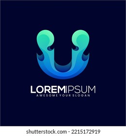 Lettering logo U abstract colorful logo