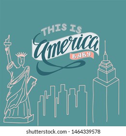 Lettering logo, which is dedicated to America, Independence Day, and 4 July. The logo can be used on printed materials, banners, posters, postcards.