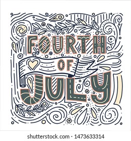 Lettering logo, which is dedicated to America, Independence Day, and 4 July. The logo can be used on printed materials, banners, posters, postcards.