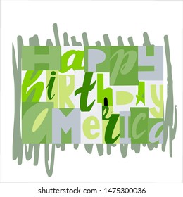 Lettering logo, which is dedicated to America, Independence Day, and 4 July. The logo can be used on printed materials, banners, posters, postcards.