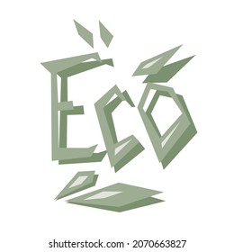 Lettering logo with the word eco in flat cartoon style