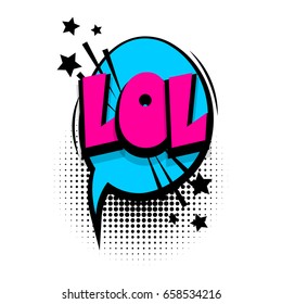 Lettering lol. Comics book balloon. Bubble icon speech phrase. Cartoon exclusive font label tag expression. Comic text sound effects. Sounds vector illustration. comic text, cartoon font