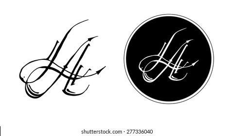 Lettering Los Angeles. Black ink on white paper. Vector illustration.