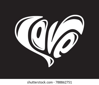 Lettering Love creative text logo element Valentines day. Vector illustration.