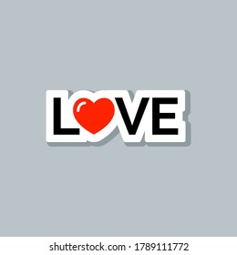 Lettering LOVE. Flat design element for greeting cards Valentines Day, Mothers Day, posters, banners, t-shirt, web. Font type Vector illustration.