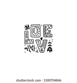Lettering Love hand drawn in vector. Ideal for Valentine days card, wedding, birthday. Illustration.
