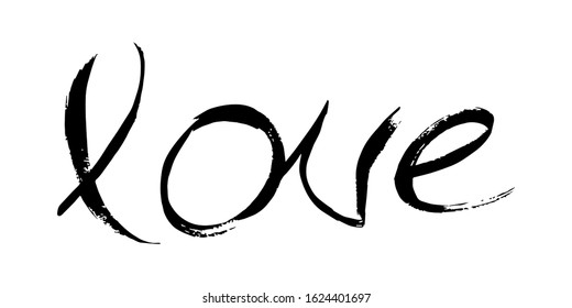 Lettering Love. Handwritten black inscription Love on a white background. Vector illustration