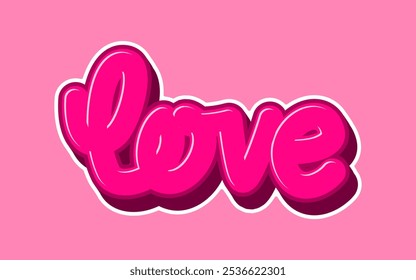 lettering love in pink 3d style.