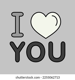 Lettering I love you glyph icon. Valentines day symbol. Vector illustration, romance elements. Sticker, patch, badge, card for marriage, wedding