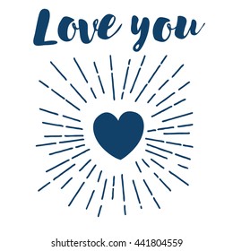 lettering love you and heart