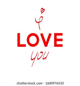 Lettering i love you with a heart. Flat style. Holiday concept. Valentines Day.