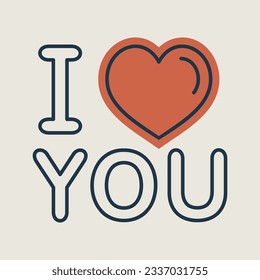 Lettering I love you icon. Valentines day symbol. Vector illustration, romance elements. Sticker, patch, badge, card for marriage, wedding