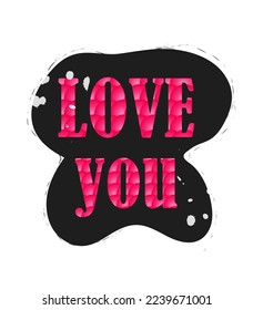 Lettering I love you on black background. Postcard for lovers, wedding, invitation, valentine's day.