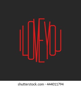 Lettering I love you, Valentine is Day greeting card background, mockup hipster t-shirt print
