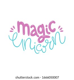 lettering magic unicorn. stock vector illustration