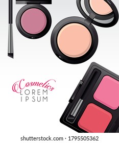 lettering and make up cosmetics in color white background vector illustration design