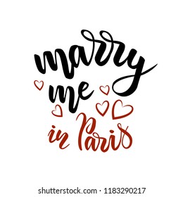 Lettering Marry Me Paris Hearts Isolated Stock Vector (Royalty Free ...