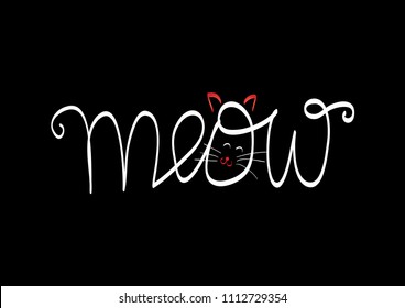 Lettering Meow, idea for poster, postcard, design.