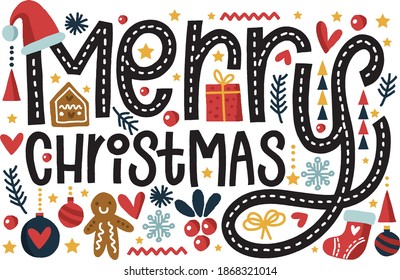 lettering for merry christmas background postcard