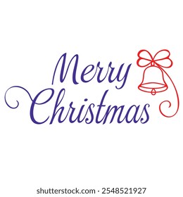 lettering merry christmas and bell